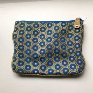 Blue and gold starburst toiletry cosmetic bag Stephanie Johnson